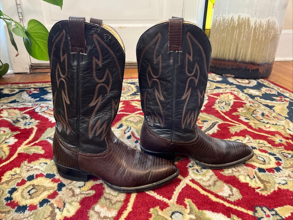 Billy Boots Mens Cowboy Western Boots Embossed Leather US 8 Mex 27 Crocodile